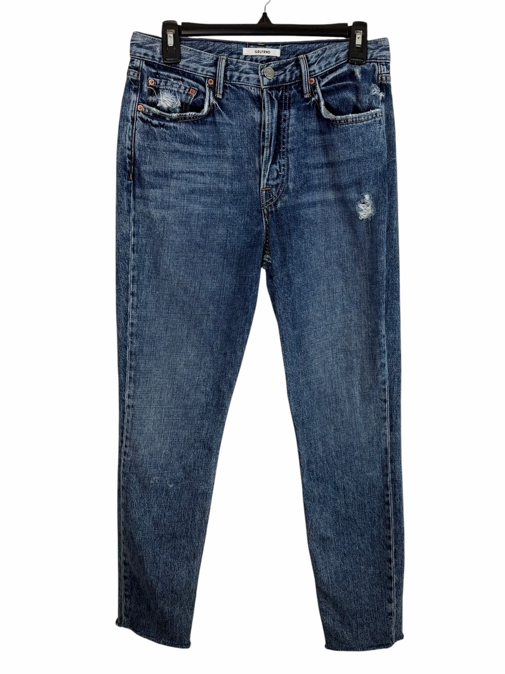 GRLFRND | Karolina Button Fly Distressed Jeans in Almost Gone